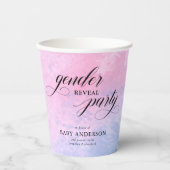 Roze en blauwe Waterverf Genderfeest Papieren Bekers (Voorkant)