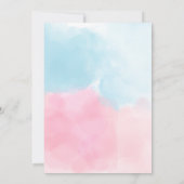 Roze en blauwe Waterverf Genderonderzoek Uitnodigi Kaart (Achterkant)