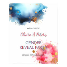 Roze en Blauwe Waterverf Geslacht Reveal