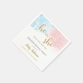 Roze en blauwe Waterverf Gold Glitter Gender onthu Servet (Hoek)