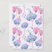 Roze en blauwe Waterverf Hydrangeas Floral Save The Date (Achterkant)