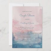 Roze en blauwe waterverf koppel shower kaart (Voorkant)