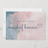 Roze en Blauwe waterverf meid van erekaart Kaart (Voorkant)