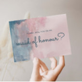 Roze en Blauwe waterverf meid van erekaart Kaart