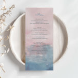 Roze en Blauwe Waterverf Menu Kaart<br><div class="desc">Ontworpen om te coördineren met onze roze en blauwe aquarel collectie, deze bruiloft menukaart heeft prachtige pastelroze en blauwe waterverf achtergrond met modern lettertype. Voor meer geavanceerde aanpassingen van dit ontwerp, bijvoorbeeld het wijzigen van de lay-out, het lettertype of de tekstgrootte, klikt u op de knop "AANPASSEN" hierboven. Neem contact...</div>