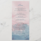 Roze en Blauwe Waterverf Menu Kaart (Voorkant)