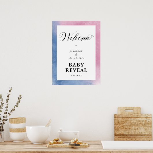 Roze en blauwe Waterverf Poster (Keuken)