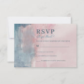 Roze en Blauwe Waterverf RSVP-kaart RSVP Kaartje (Voorkant)
