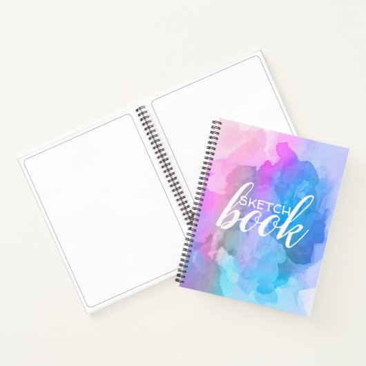 Roze en blauwe Waterverf Schetsenboek Notitieboek (Binnen)