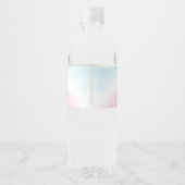 Roze en Blauwe Waterverf Script Baby Shower Waterfles Etiket (Achterkant)