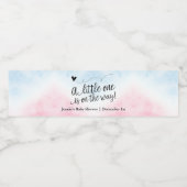 Roze en Blauwe Waterverf Script Baby Shower Waterfles Etiket (Enkel label)