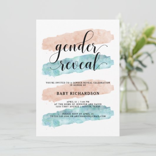 Roze en blauwe Waterverf | Seksfeest Kaart (Staand voorkant)