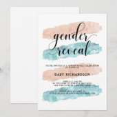 Roze en blauwe Waterverf | Seksfeest Kaart (Voorkant / Achterkant)