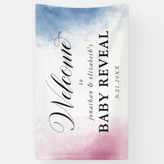 Roze en blauwe Waterverf Spandoek (Verticaal)