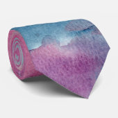 Roze en blauwe Waterverf Stropdas (Opgerold)