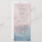Roze en Blauwe Waterverf Trouwceremonie Programma (Voorkant)