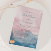 Roze en Blauwe Waterverf Vrijgezellenfeest Kaart