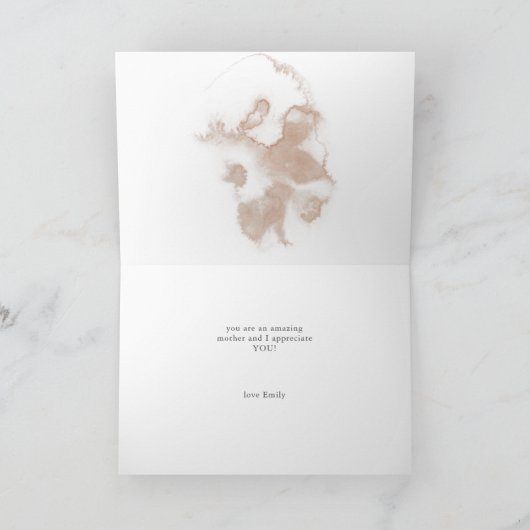 Roze en Blauwe Waterverf Wassen Moederdag Kaart (Binnen)