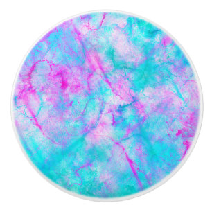 Roze en Blauwe Waterverf Wasvlekken Katoenen Candy Keramische Knop