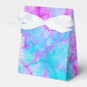 Roze en blauwe waterverfwas vlek van suikerspin bedankdoosjes