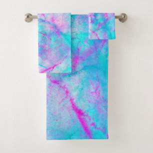 Roze en Blauwe Waterverfwasvlek van Suikerspin Bad Handdoek