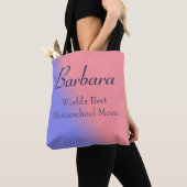 Roze en Blauwe Wereld beste Homeschool Mam Tote Bag (Dichtbij)