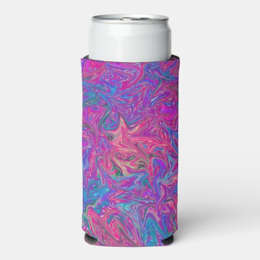 Roze en blauwe wervelingen Abstracte kunst Seltzer Blikjeskoeler (Seltzer Voorkant)