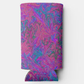 Roze en blauwe wervelingen Abstracte kunst Seltzer Blikjeskoeler (Achterkant)