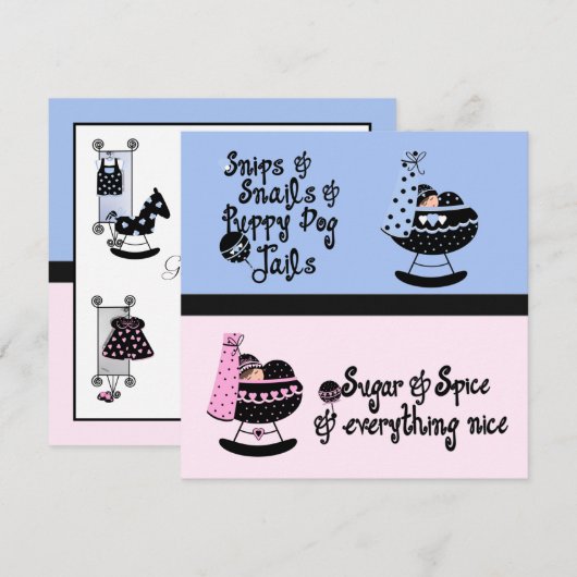 Roze en Blauwe Wieg Gender Reveal Party Kaart (Voorkant / Achterkant)