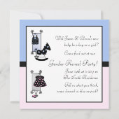 Roze en Blauwe Wieg Gender Reveal Party Kaart (Achterkant)