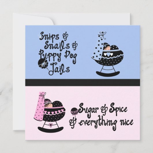 Roze en Blauwe Wieg Gender Reveal Party Kaart (Voorkant)