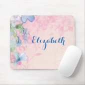  Roze en Blauwe Wildbloemen Aangepast Muismat (Met muis)