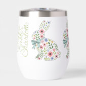 Roze en blauwe wilde bloemen Paashaas (Voorkant)