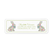 Roze en blauwe wilde bloemen Paashaas Etiket (Voorkant)