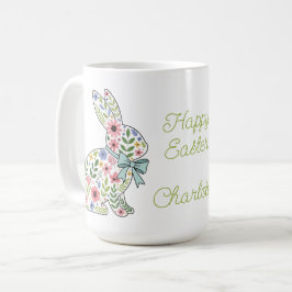 Roze en blauwe wilde bloemen Paashaas Koffiemok