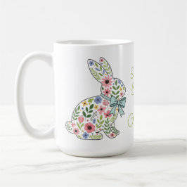 Roze en blauwe wilde bloemen Paashaas Koffiemok