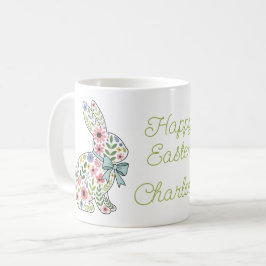 Roze en blauwe wilde bloemen Paashaas Koffiemok