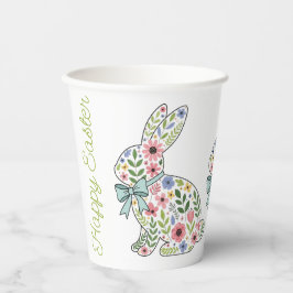 Roze en blauwe wilde bloemen Paashaas Papieren Bekers