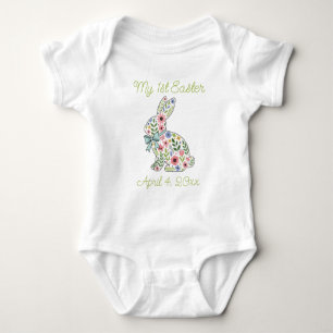 Roze en blauwe wilde bloemen Paashaas Romper