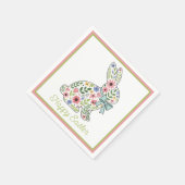 Roze en blauwe wilde bloemen Paashaas Servet (Hoek)
