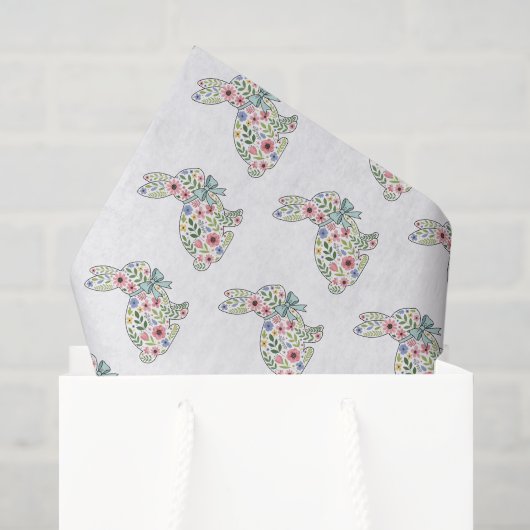 Roze en blauwe wilde bloemen Paashaas Tissuepapier (Cadeauzakje)