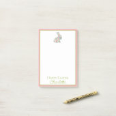Roze en blauwe wilde bloemen Pasen konijn Post-it® Notes (Op bureau)