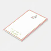 Roze en blauwe wilde bloemen Pasen konijn Post-it® Notes (Schuin)