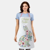 Roze en blauwe wilde bloemen Pasen konijn Schort (Gedragen)