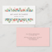 Roze en blauwe wilde bloemen visitekaartje (Voorkant / Achterkant)