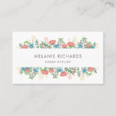 Roze en blauwe wilde bloemen visitekaartje (Voorkant)