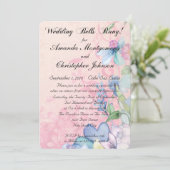 roze en blauwe wilde bloemen Weddenschappen Kaart (Staand voorkant)