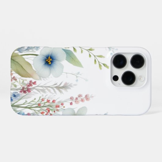 Roze en Blauwe Wildflower iPhone Hoesje (Achterkant horizontaal)