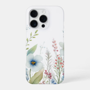Roze en Blauwe Wildflower iPhone 16 Pro Hoesje