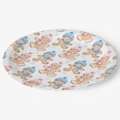 Roze en Blauwe Winter Gingerbread Geslacht Reveal Papieren Bordje (Gekanteld)